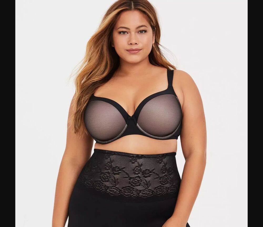 Torrid Balconette Bra 42D Black Nude Mesh Underwire T Shirt Wide Strap NWT - Picture 3 of 6